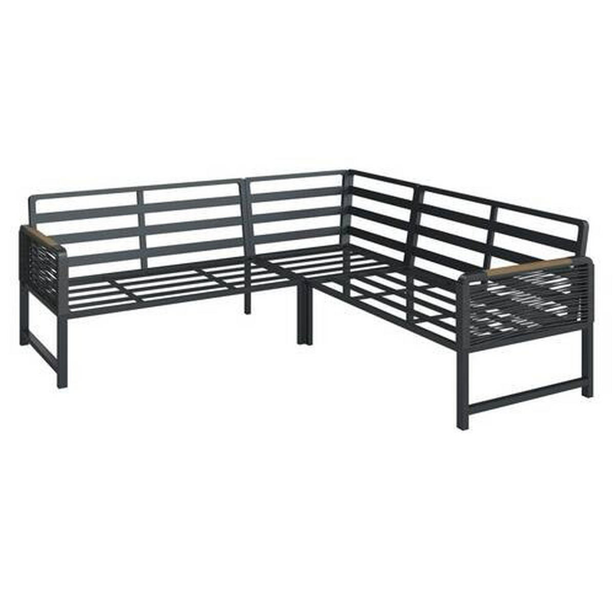 LOUNGEGARNITUR 192/195 cm Aluminium  - Dunkelgrau/Naturfarben, MODERN, Kunststoff/Textil (192/195cm) - Ambia Garden