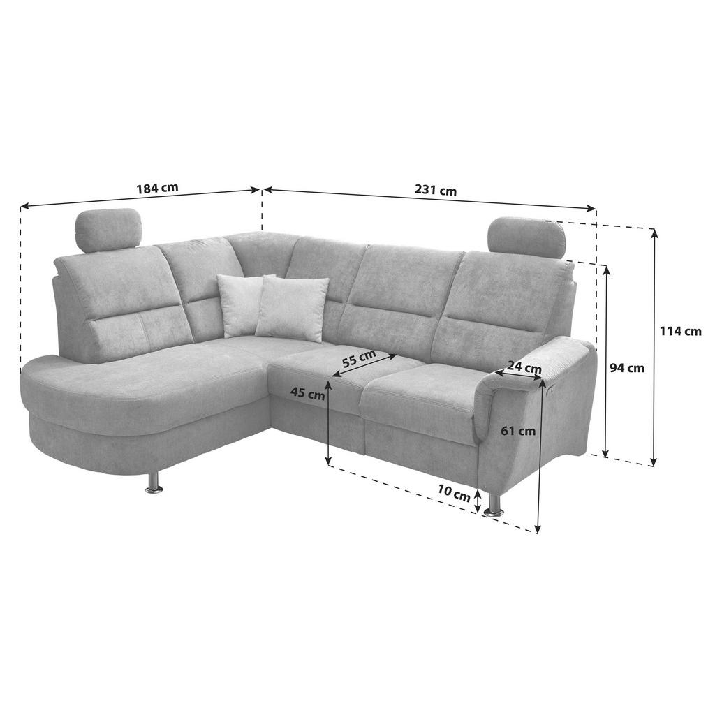 Thumbnail - Livetastic Ecksofa, Textil, Uni, 4-Sitzer, Ottomane links, L-Form, 231x184 cm, Made in EU, Rücken echt, Herz-Waage-Funkt...