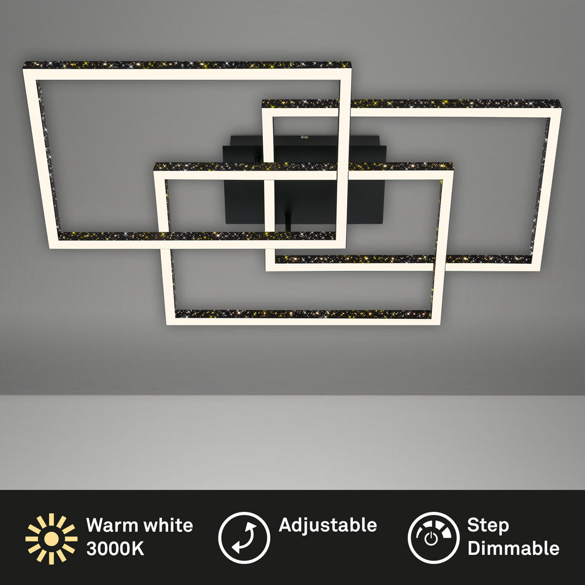 STROPNA LED-SVETILKA   /5700 lm/3000 K// - črna, Trend, kovina/umetna masa (80/49,5/13cm)