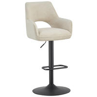 BARHOCKER Cord Schwarz, Beige Eisen Sitzfläche 360° drehbar, inklusive Armlehnen  - Beige/Schwarz, Design, Textil/Metall (56/102-123/58cm) - Hom`in