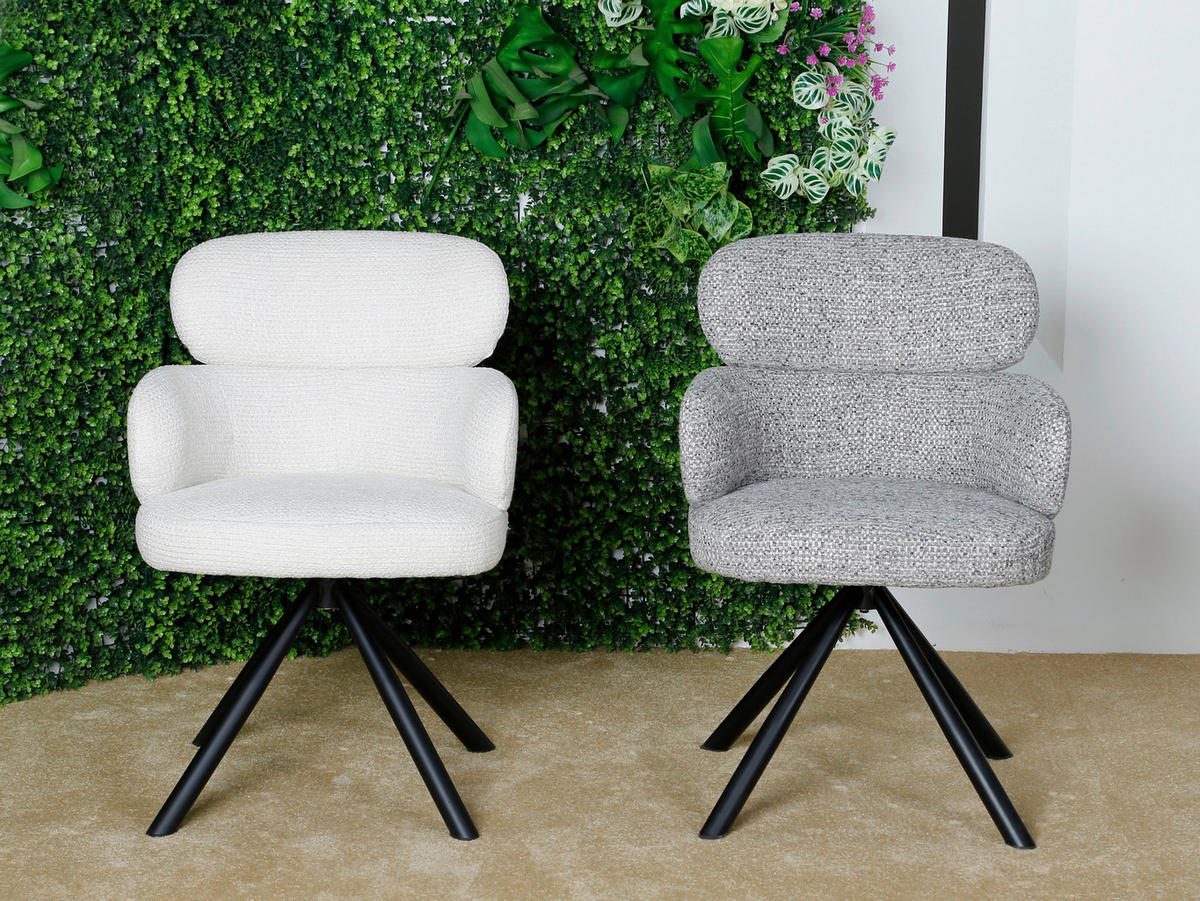 ARMLEHNSTUHL  in Eisen Webstoff  - Hellgrau/Schwarz, MODERN, Textil/Metall (60/84/64cm) - MID.YOU