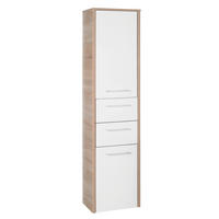 VYSOKÁ SKRINKA, biela s vysokým leskom, farba duba, 40/160/33 cm - biela s vysokým leskom/farba duba, Design, kov/kompozitné drevo (40/160/33cm) - Xora
