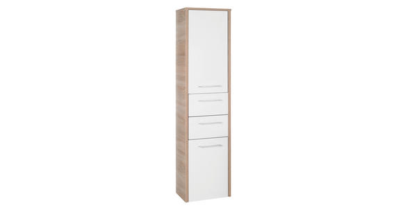 HOCHSCHRANK 40/160/33 cm  - Chromfarben/Weiß Hochglanz, Design, Glas/Holzwerkstoff (40/160/33cm) - Xora