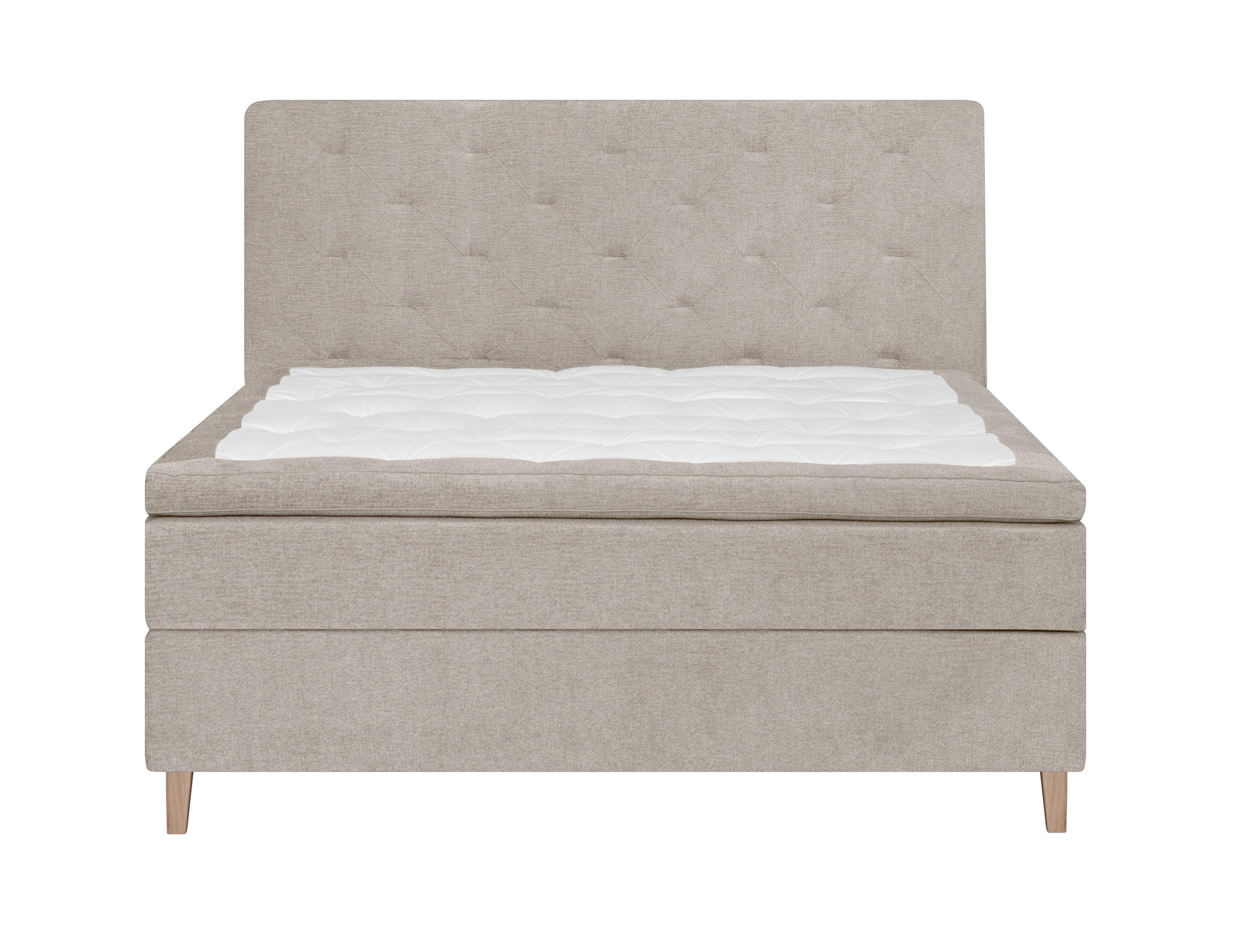 BOXSPRING-ÁGY 120/200 cm  bézs  - bézs/tölgyfa, Konventionell, textil/fa (120/200cm) - Welnova