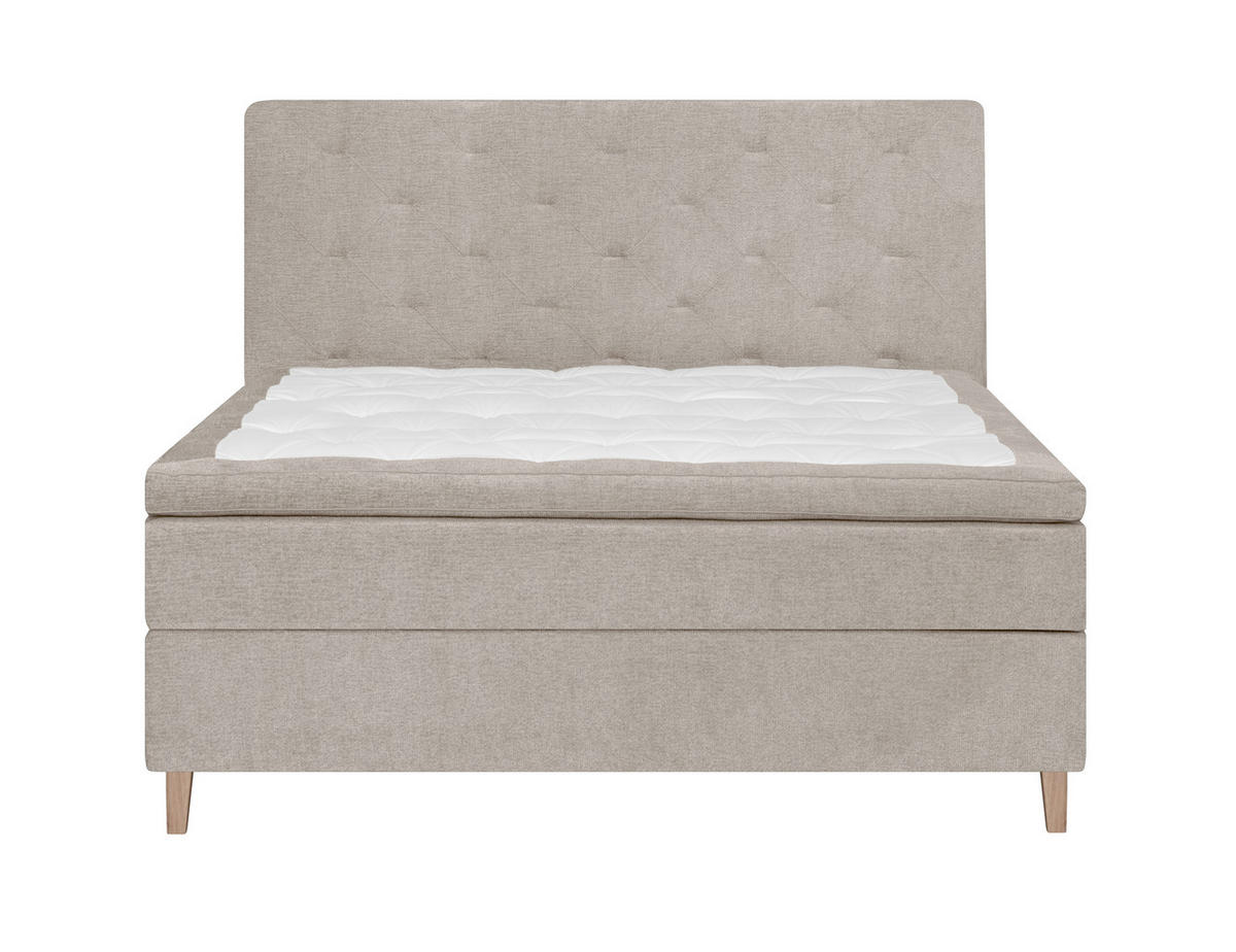 BOXSPRING-ÁGY 120/200 cm  bézs  - bézs/tölgyfa, Konventionell, textil/fa (120/200cm) - Welnova
