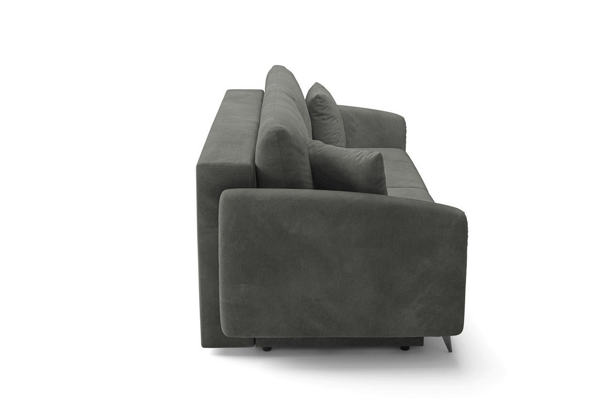 SCHLAFSOFA INGRID  mit Plüsch Grau  - Creme/Schwarz, Design, Textil/Metall (230/100/103cm) - Livetastic