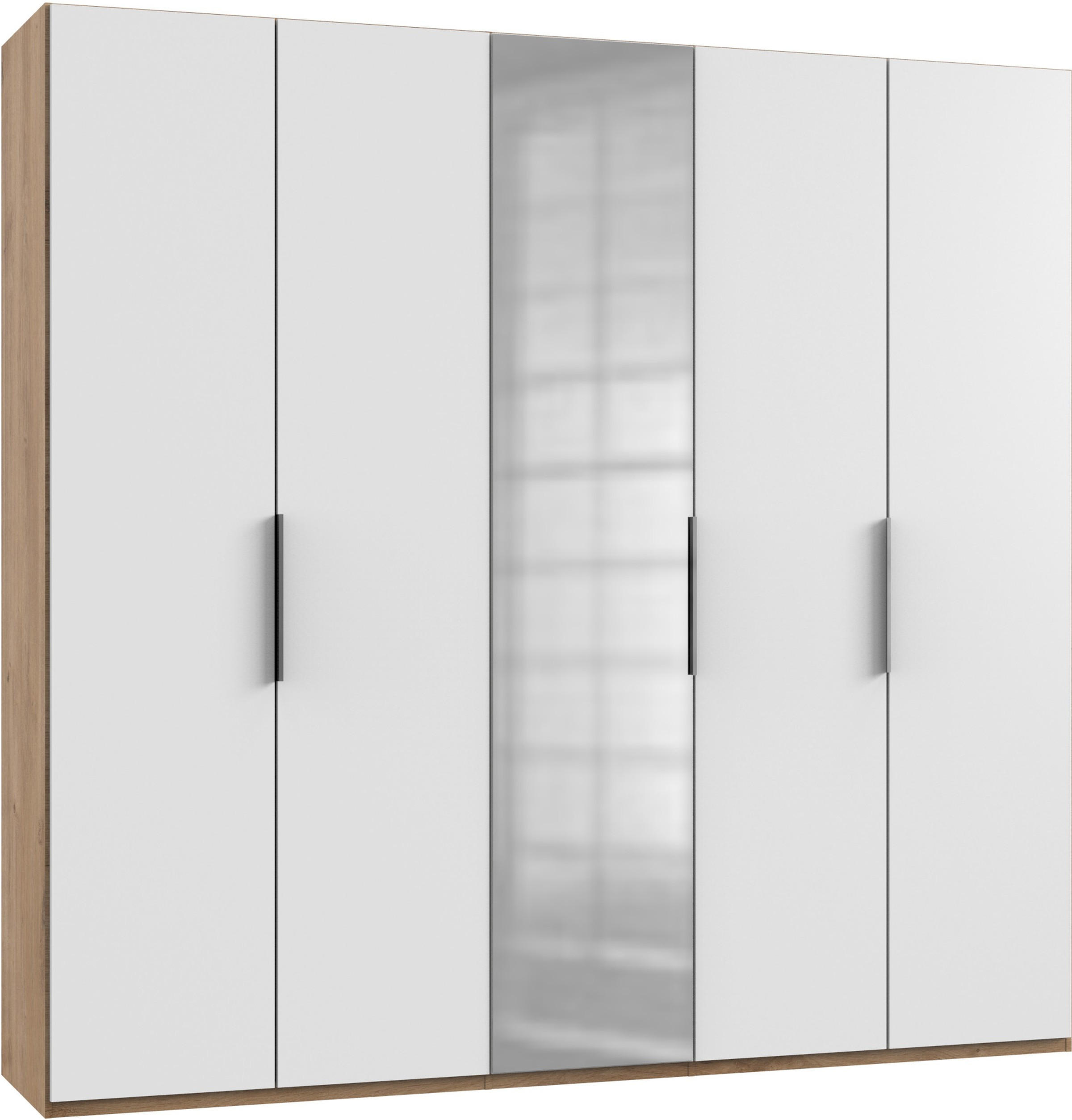 DULAP CU UșI ROTATIVE, 250/236/58 cm, alb, culoare lemn stejar