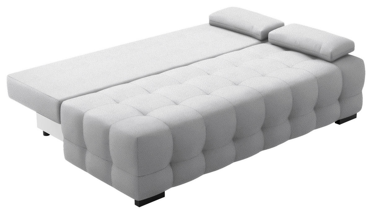 SCHLAFSOFA in Chenille, Plüsch Hellgrau  - Hellgrau/Schwarz, KONVENTIONELL, Kunststoff/Textil (209/96/100cm) - Stylife