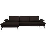ECKSOFA Dieter Knoll in Echtleder Dunkelbraun  157/325 cm  - Dunkelbraun/Schwarz, Design, Leder/Metall (157/325cm) - Dieter Knoll