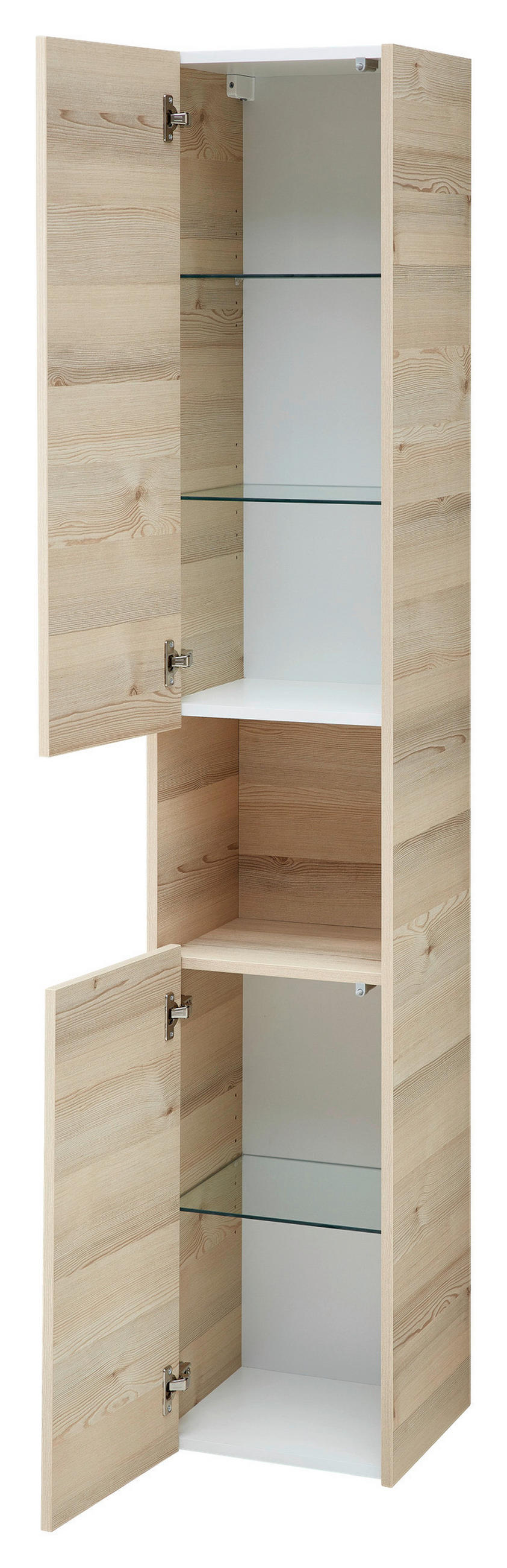 HOCHSCHRANK 35/185,5/32,5 cm  - Hellgrau/Pinienfarben, KONVENTIONELL, Glas/Holzwerkstoff (35/185,5/32,5cm) - Xora