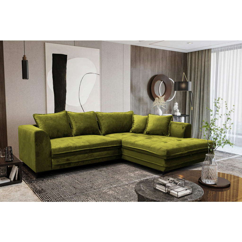 Thumbnail - Livetastic Eckschlafsofa, Hellgrün, Textil, 4-Sitzer, Füllung: Schaumstoff, 277x187 cm, Made in EU, Rücken echt, Armteil...