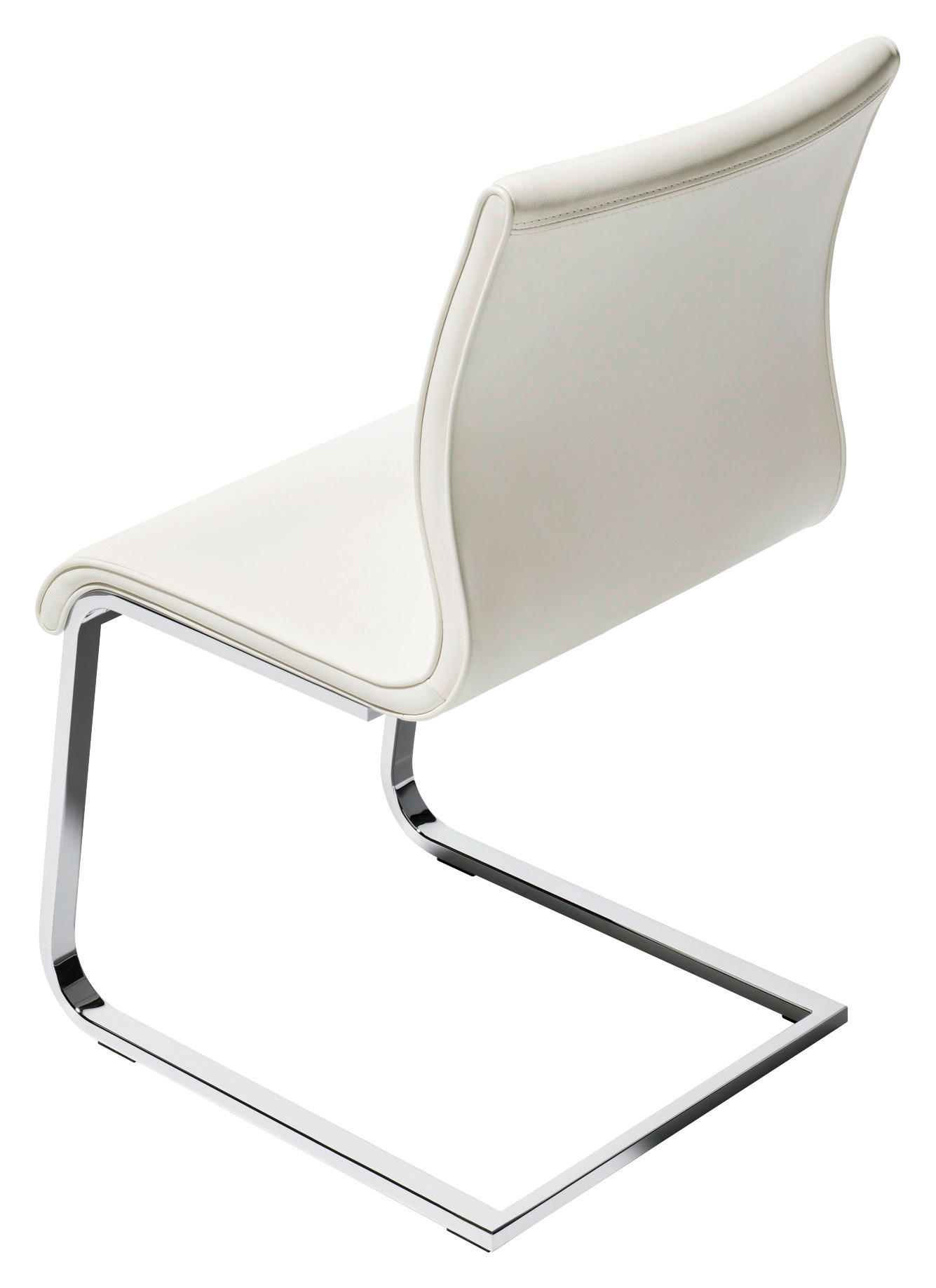 SCHWINGSTUHL  in Stahl Echtleder  - Edelstahlfarben/Weiß, Design, Leder/Metall (47/93/62cm) - Team 7