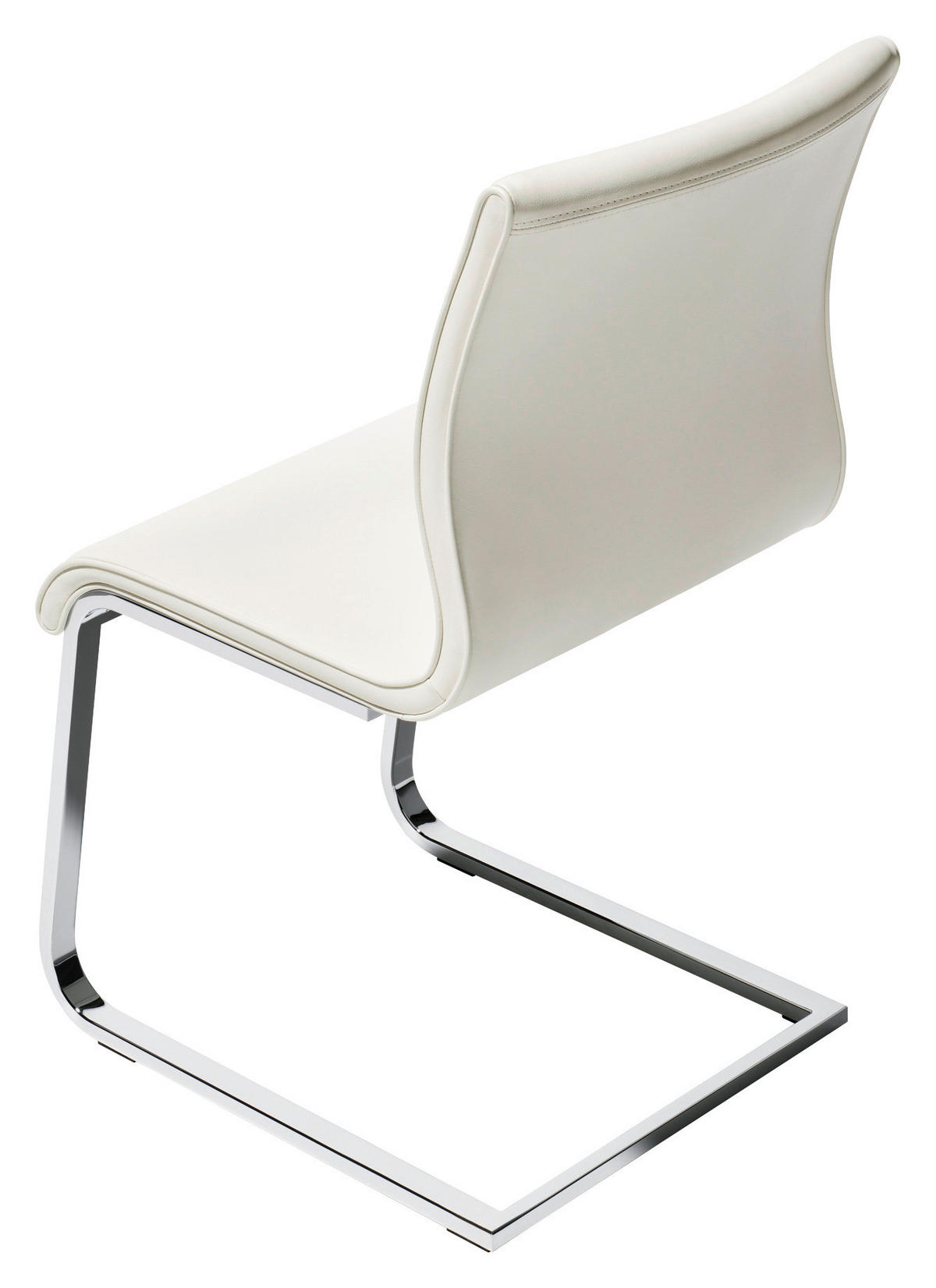 SCHWINGSTUHL  in Stahl Echtleder  - Edelstahlfarben/Weiß, Design, Leder/Metall (47/93/62cm) - Team 7