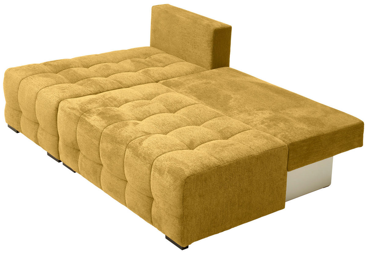 ECKSOFA Senfgelb Chenille  - Senfgelb/Schwarz, MODERN, Kunststoff/Textil (145/204cm) - home24