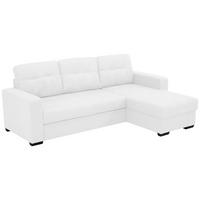 ECKSCHLAFSOFA Mikrofaser Weiss  - Weiss/Schwarz, Design, Kunststoff/Textil (240/160cm) - Livetastic