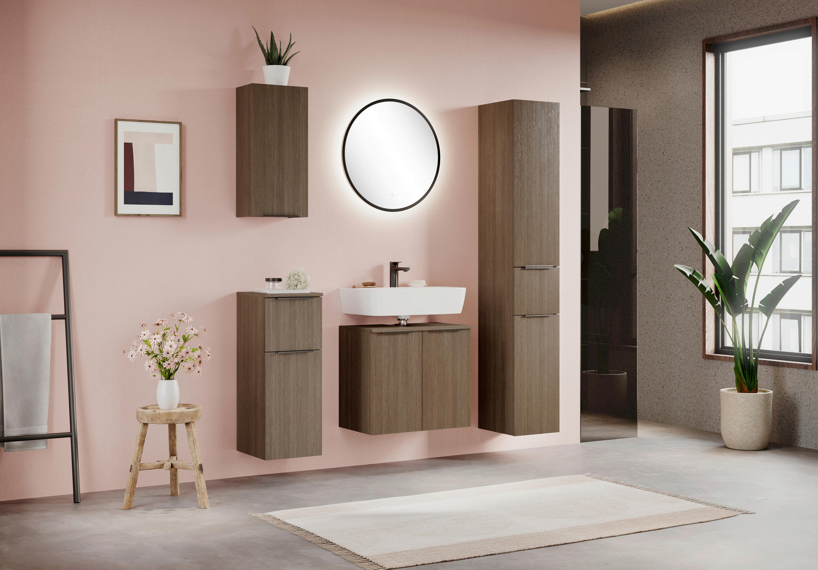 BADEZIMMER 2-teilig  in 60 cm  - Dunkelbraun/Schwarz, Basics, Holzwerkstoff/Kunststoff (60cm) - Held