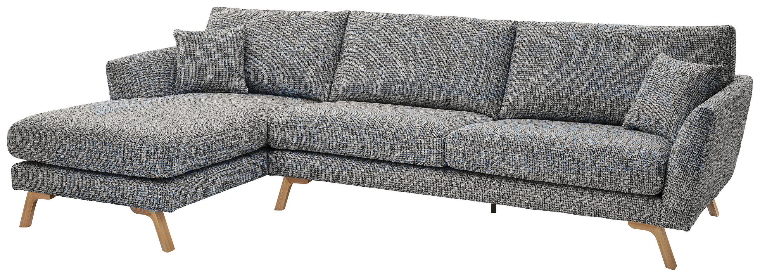 ECKSOFA Blaugrau Webstoff  - Eichefarben/Blaugrau, KONVENTIONELL, Holz/Textil (160/293cm) - SetOne by Musterring