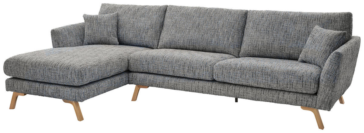 ECKSOFA Blaugrau Webstoff  - Eichefarben/Blaugrau, KONVENTIONELL, Holz/Textil (160/293cm) - SetOne by Musterring