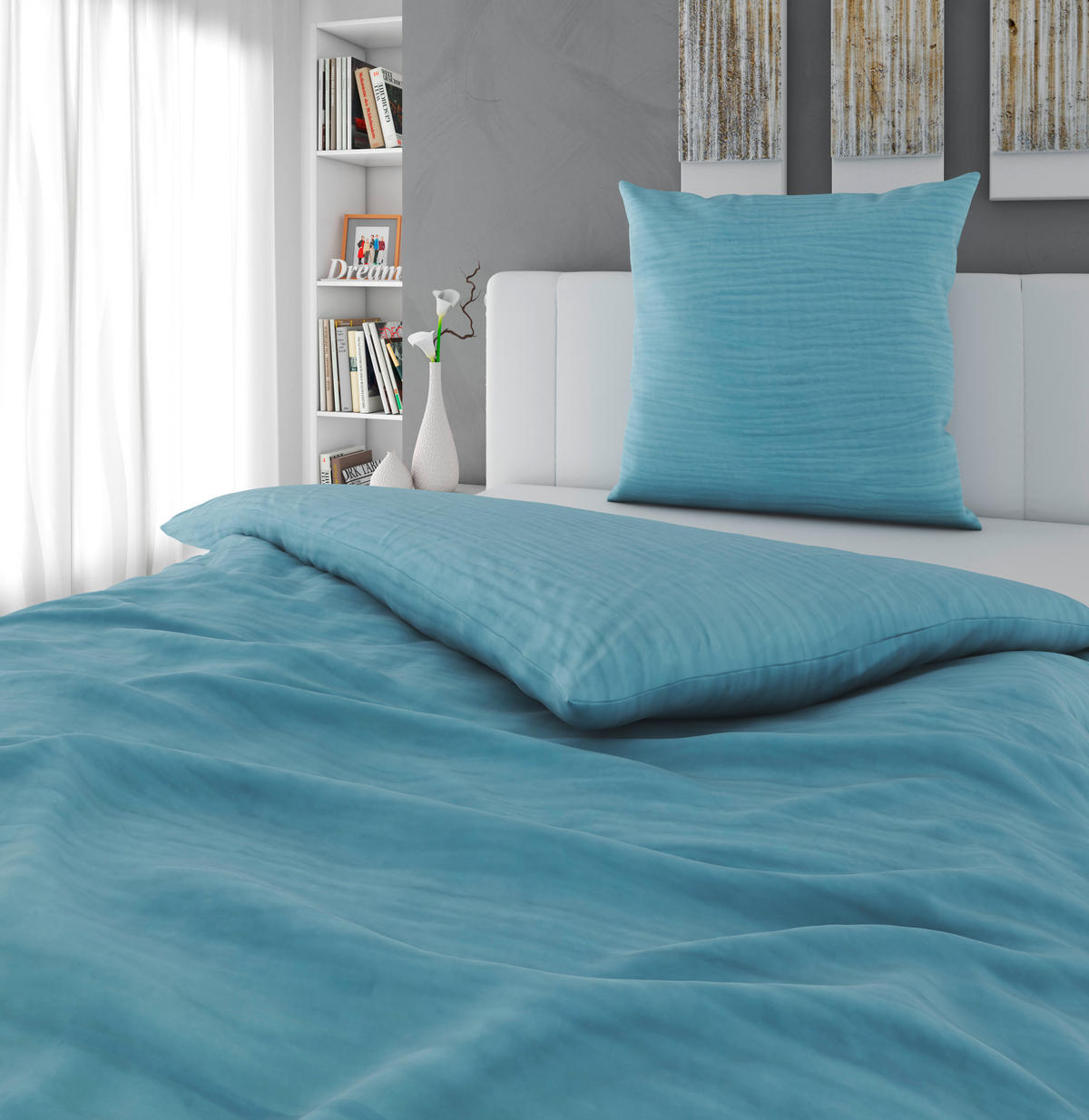 BETTWÄSCHE Musselin 135/200 cm  - Hellblau, Textil (135/200cm) - Novel