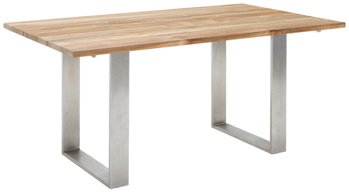 GARTENTISCH Holz, Metall Silberfarben, Teakfarben rechteckig  - Silberfarben/Teakfarben, Design, Holz/Metall (160/95/76cm)
