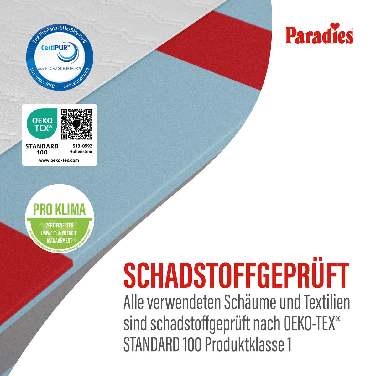 TASCHENFEDERKERNMATRATZE 160/200 cm, Höhe ca.: 21 cm, H5 = hart, 7-Zonen - Weiß, KONVENTIONELL, Textil (160/200cm) - Paradies