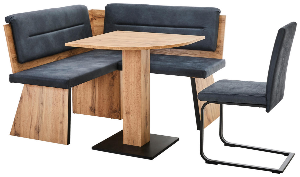 ECKBANKGRUPPE in Textil, Metall, Holzwerkstoff Anthrazit, Eichefarben  - Eichefarben/Anthrazit, KONVENTIONELL, Holzwerkstoff/Textil (130/130cm) - Cantus