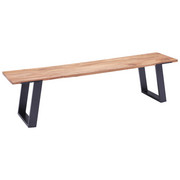 SITZBANK in Holz, Metall Akaziefarben, Schwarz - Schwarz/Akaziefarben, Natur, Holz/Metall (175/45/38cm) - Xora