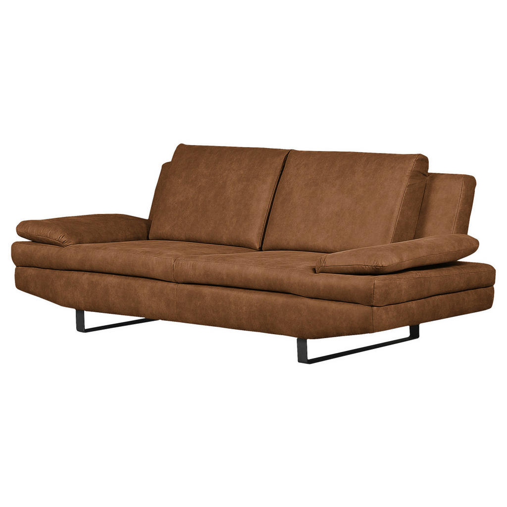 Thumbnail - Mid.you 3-Sitzer-Sofa, Cognac, Textil, 218x78x88 cm, Made in EU, Rücken echt, Armteil links, rechts, Wohnzimmer, Sofas &...