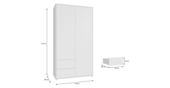 DREHTÜRENSCHRANK 115/214/60 cm,  in Weiß, 2-türig  - Weiß, Trend, Holzwerkstoff (115/214/60cm) - Carryhome