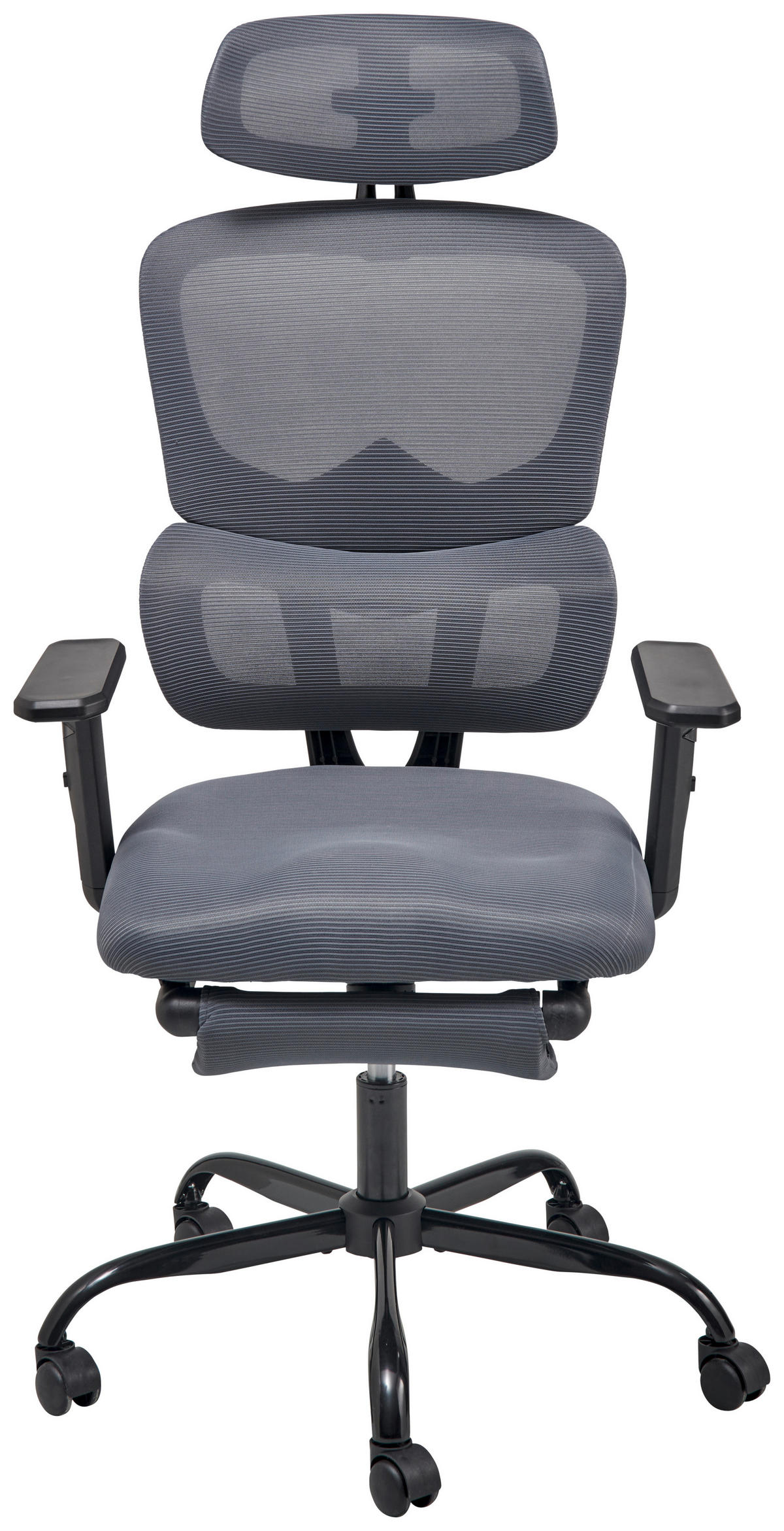 DREHSTUHL Netzbespannung Grau, Schwarz  - Schwarz/Grau, MODERN, Kunststoff/Textil (65/115-123/68cm) - Livetastic