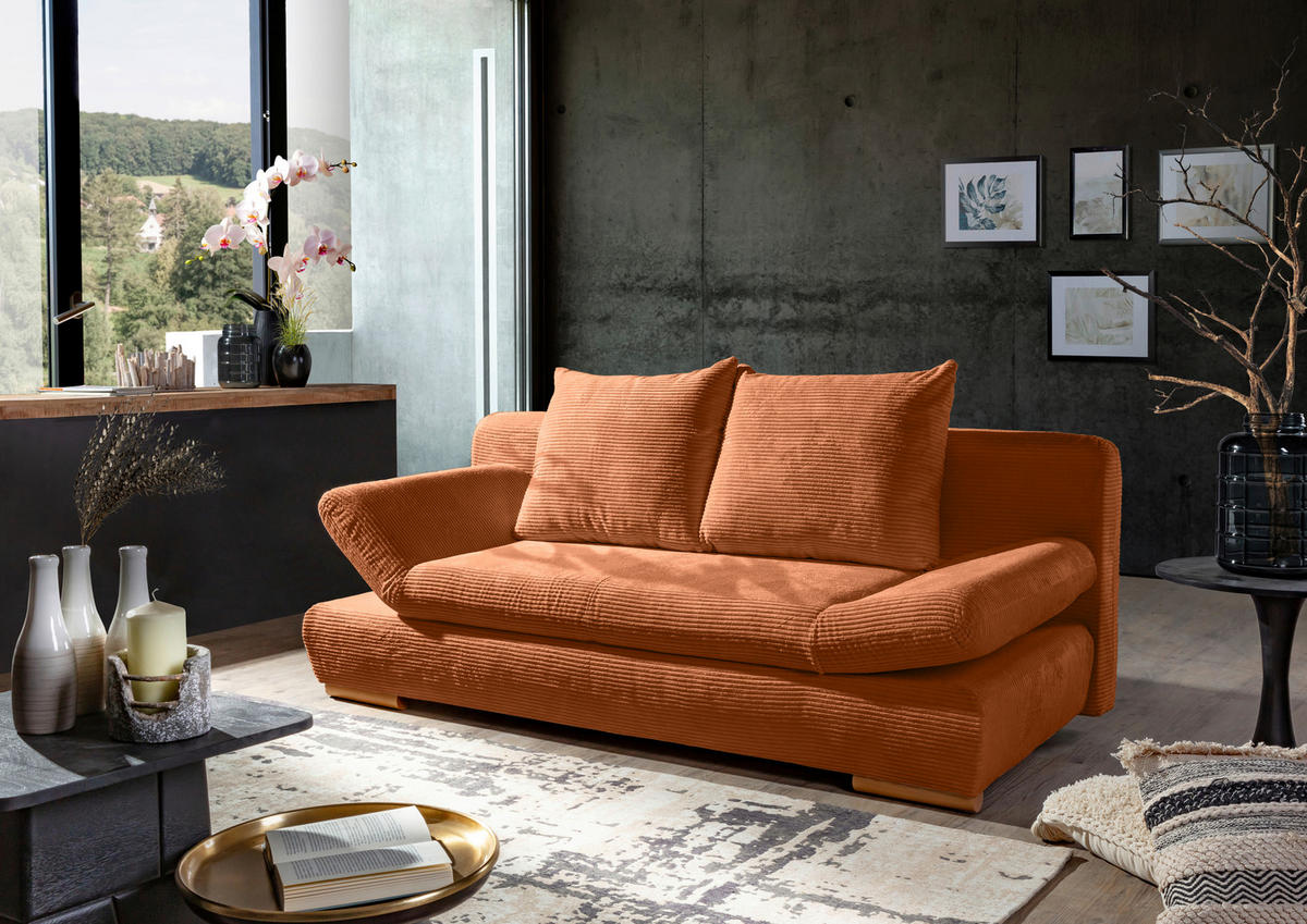 SCHLAFSOFA in Cord Kupferfarben  - Naturfarben/Kupferfarben, Konventionell, Holz/Textil (200/75/92cm) - Livetastic