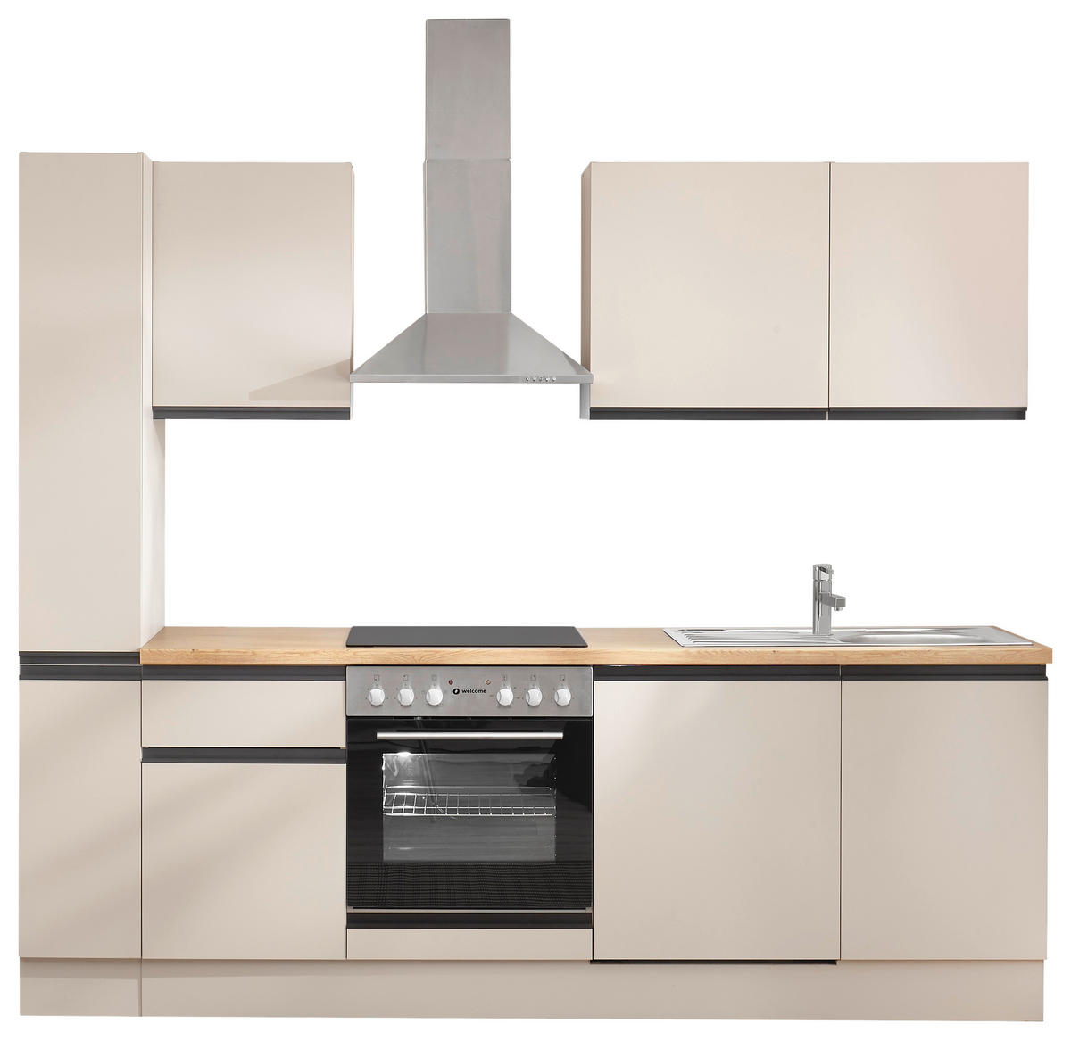 KÜCHENBLOCK 250 cm   in Seidengrau  - Eichefarben/Seidengrau, Trend, Holzwerkstoff/Metall (250cm) - P & B