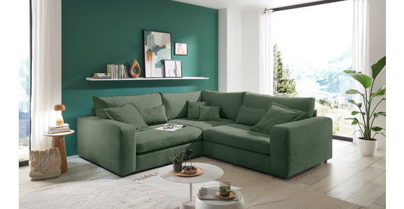 ECKSOFA  in Cord Dunkelgrün  248/248 cm  - Dunkelgrün/Schwarz, KONVENTIONELL, Kunststoff/Textil (248/248cm) - Carryhome