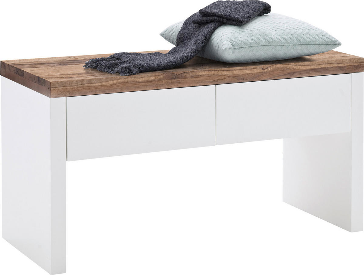 GARDEROBENBANK 91/48/38 cm  - Weiss/Eichefarben, Design, Holz/Holzwerkstoff (91/48/38cm) - Novel