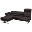 ECKSOFA Mokka Flachgewebe  - Schwarz/Mokka, Design, Textil/Metall (176-217/279-327cm) - Dieter Knoll