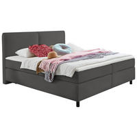 BOXSPRINGBETT 200/200 cm  in Anthrazit  - Anthrazit/Schwarz, Konventionell, Kunststoff/Textil (200/200cm) - Hom`in