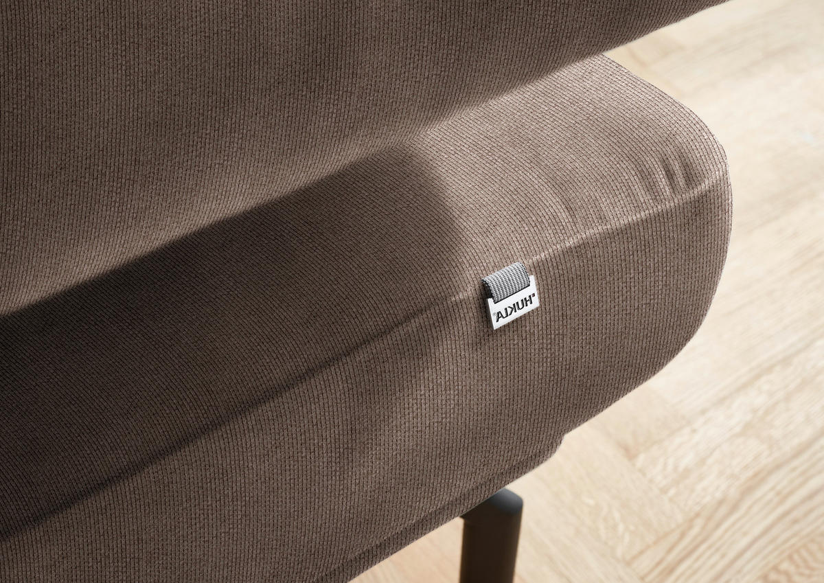 ECKSOFA in Chenille Braun  305/224 cm  - Schwarz/Braun, Design, Textil/Metall (305/224cm) - Dieter Knoll
