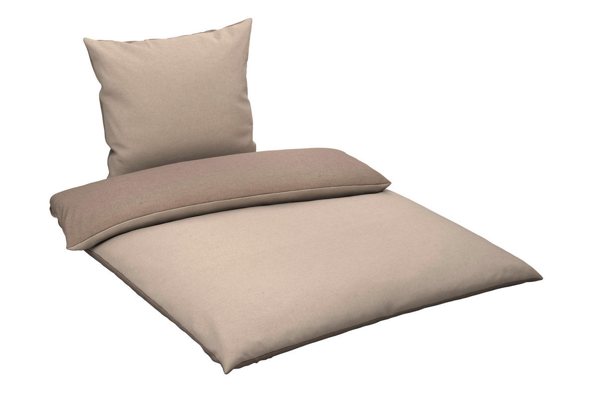 WENDEBETTWÄSCHE 2-teilig Flanell 135/200 cm  - Beige, Basics, Textil (135/200cm) - Novel