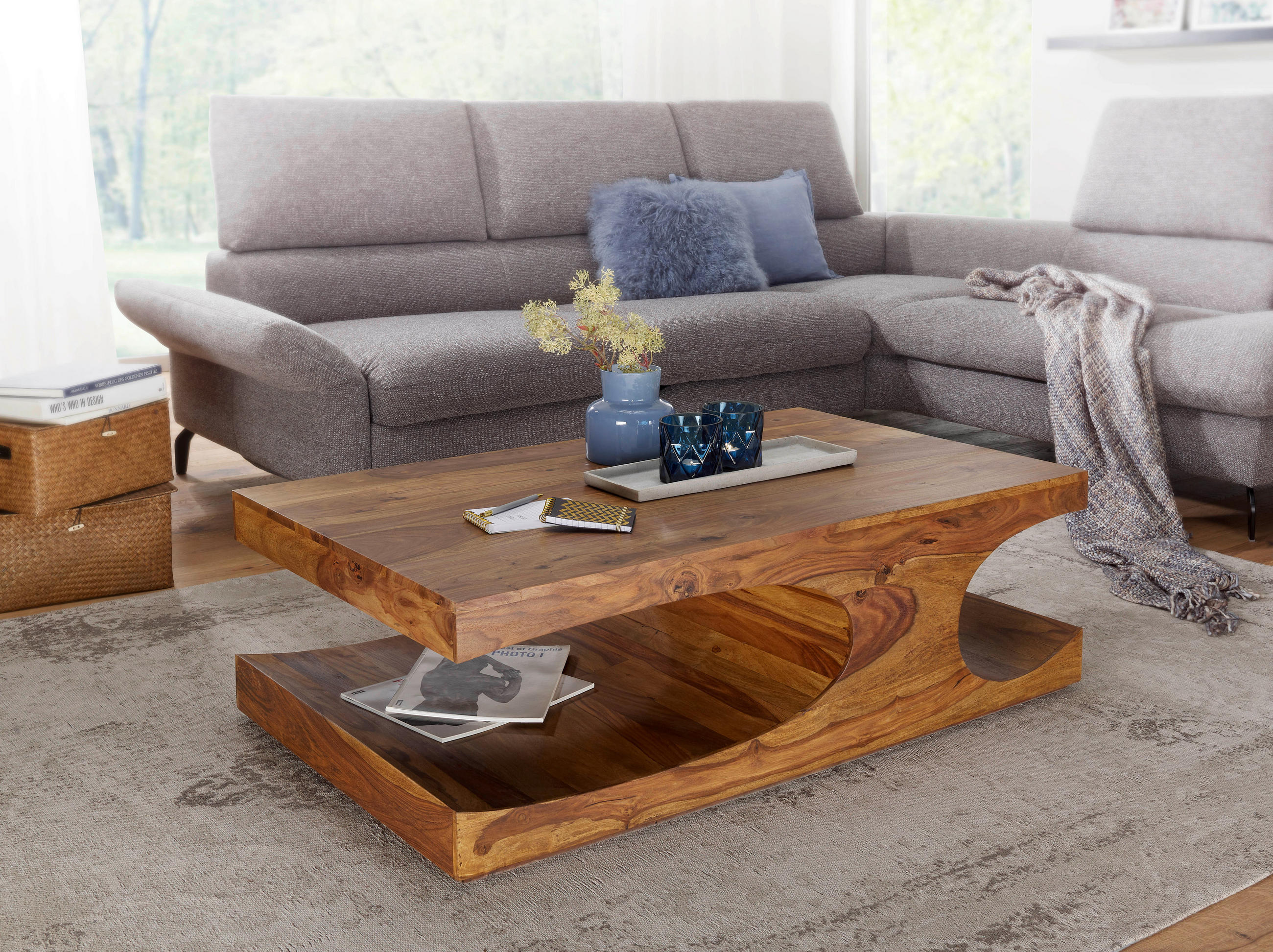COUCHTISCH Sheesham massiv 118/70/38 cm rechteckig Sheeshamfarben  - Sheeshamfarben, Design, Holz (118/70/38cm) - MID.YOU