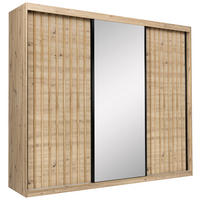 SCHIEBETÜRENSCHRANK 250/215/59,5 cm,  in Eiche Artisan, 3 Tür(en)  - Schwarz/Eiche Artisan, MODERN, Holzwerkstoff/Metall (250/215/59,5cm) - P & B