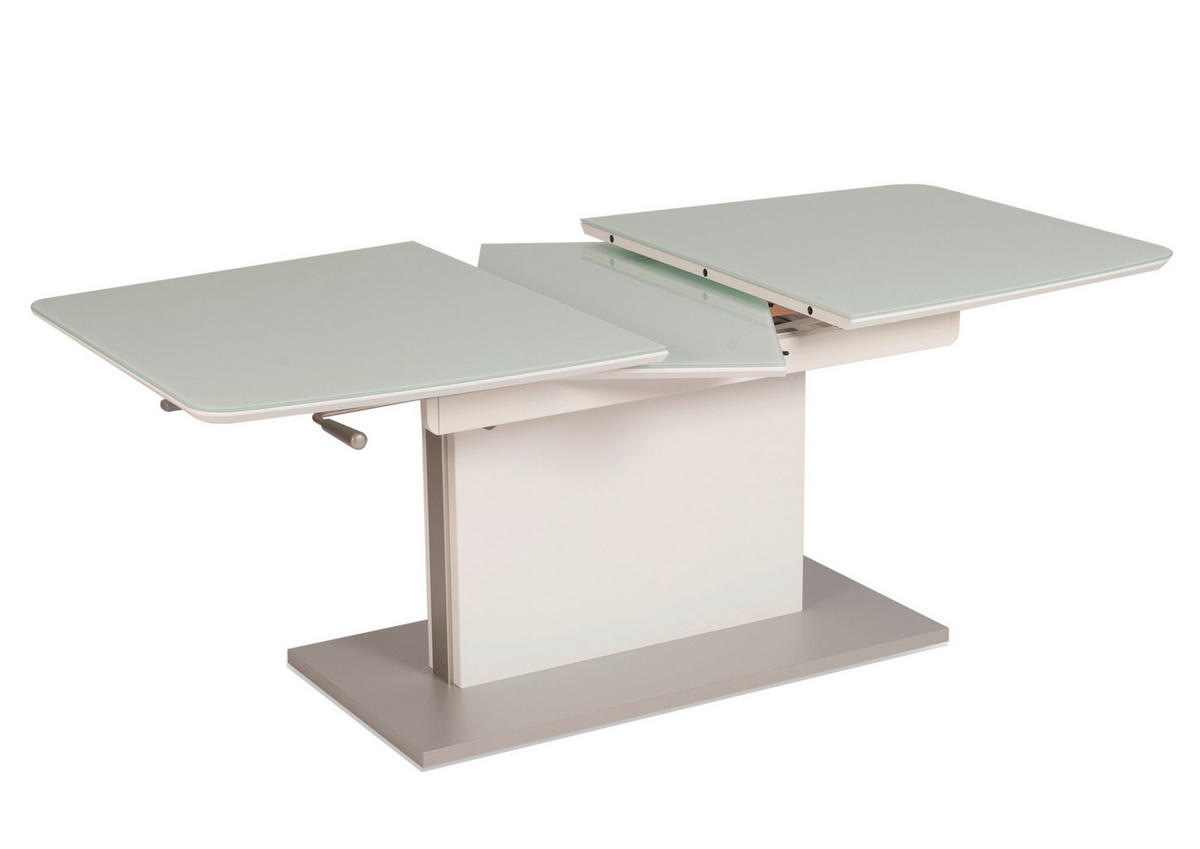 COUCHTISCH ESG 120-160/70/55-74 cm rechteckig Weiß  - Weiß, Design, Glas/Holzwerkstoff (120-160/70/55-74cm) - Venda