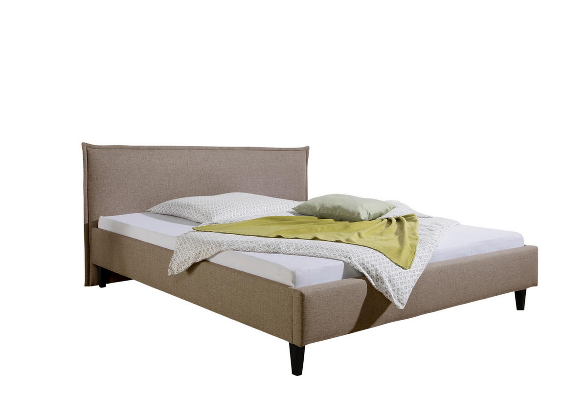 POLSTERBETT 160/200 cm,  in Hellbraun,  - Hellbraun/Schwarz, MODERN, Holz/Textil (160/200cm) - Livetastic
