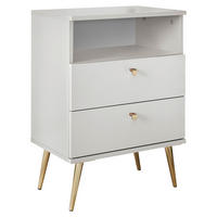 SÄNGBORD i vit  - vit/mässingsfärgad, Klassisk, metall/trämaterial (50/70/34cm) - Carryhome