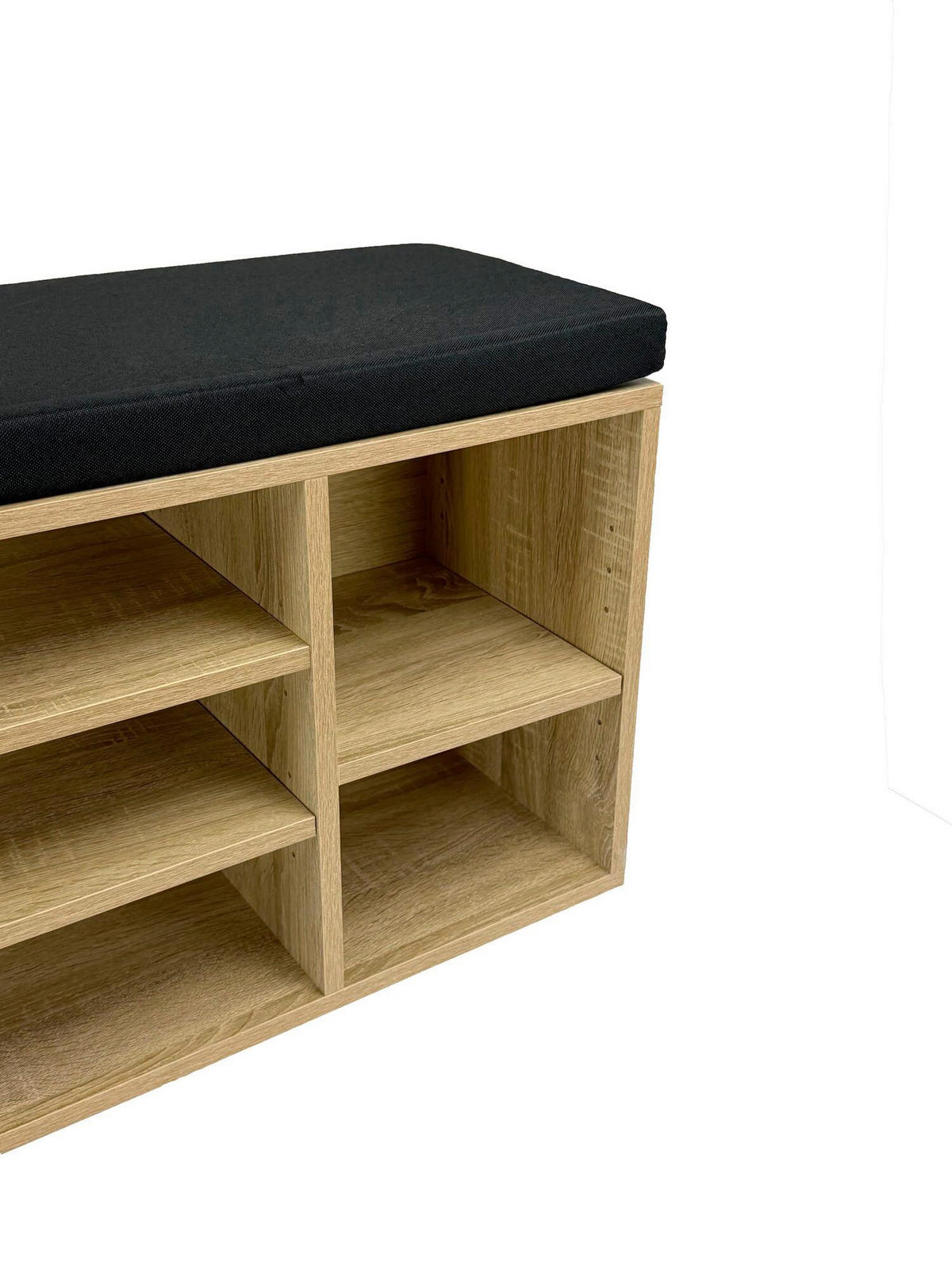 SCHUHBANK 100/45/30 cm  - Schwarz/Sonoma Eiche, Design, Holzwerkstoff/Textil (100/45/30cm) - Livetastic