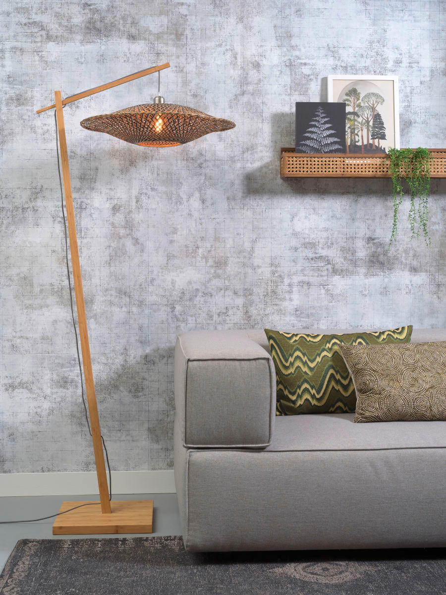 GOLVLAMPA GOOD&MOJO  60/176 cm    - svart/naturfärgad, Trend, trä (60/176cm) - Good & Mojo