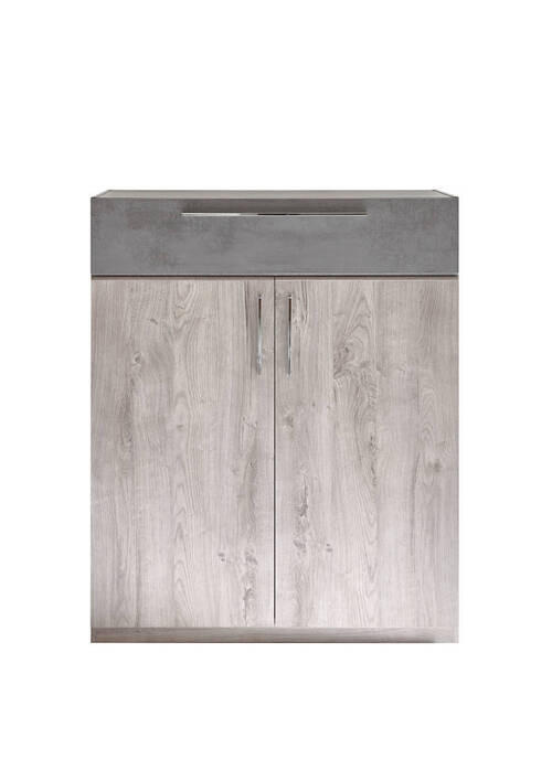 COMODĂ  - gri închis/culoare lemn stejar, Modern, metal/material pe bază de lemn (101/122/40cm) - Venda