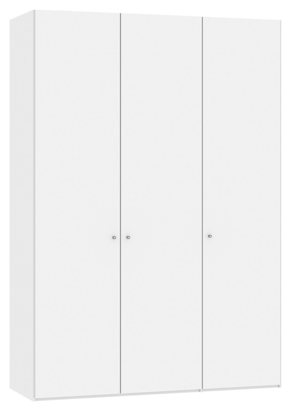 DREHTÜRENSCHRANK 153/220/59 cm 3-türig Weiß  - Silberfarben/Weiß, Design, Glas/Holzwerkstoff (153/220/59cm) - Jutzler