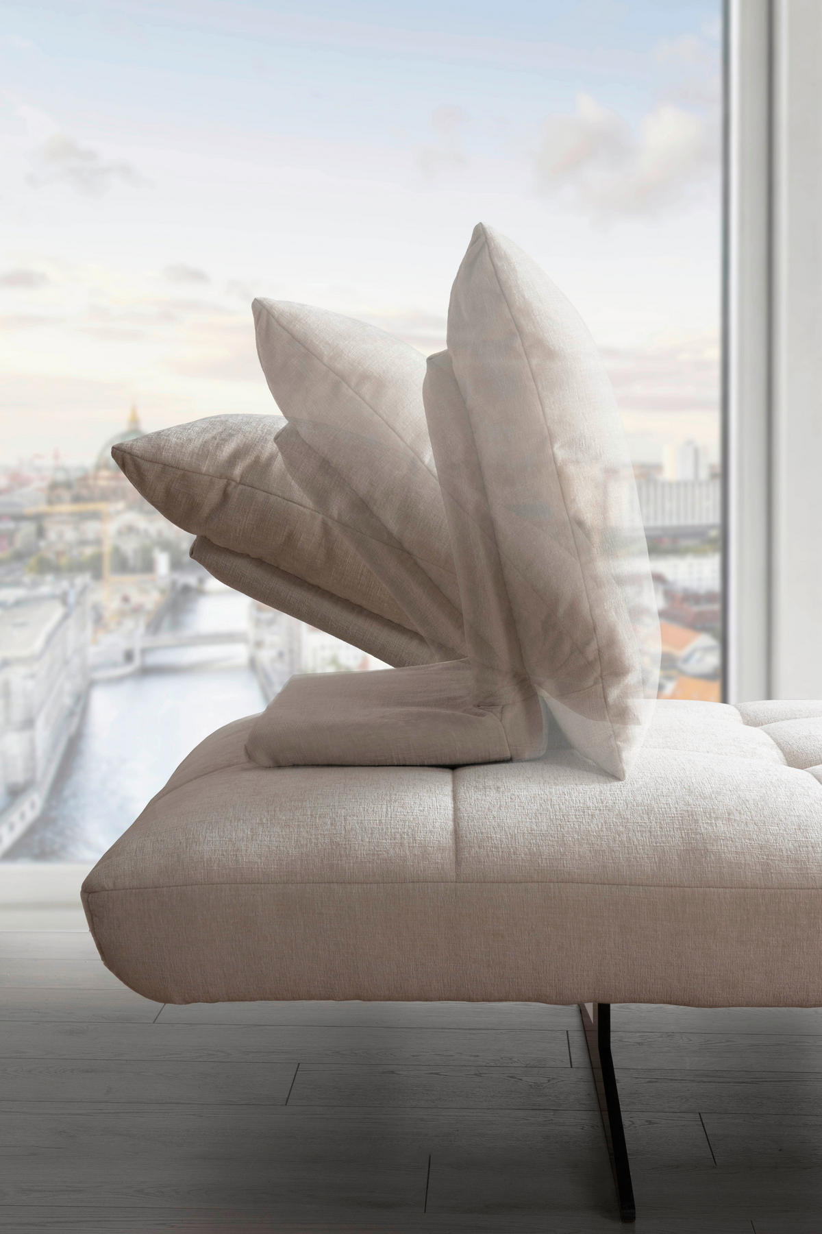 ECKSOFA Sofaschmiede in Mikrofaser Creme  345/230 cm  - Creme/Schwarz, Design, Textil (345/230cm) - Moderano