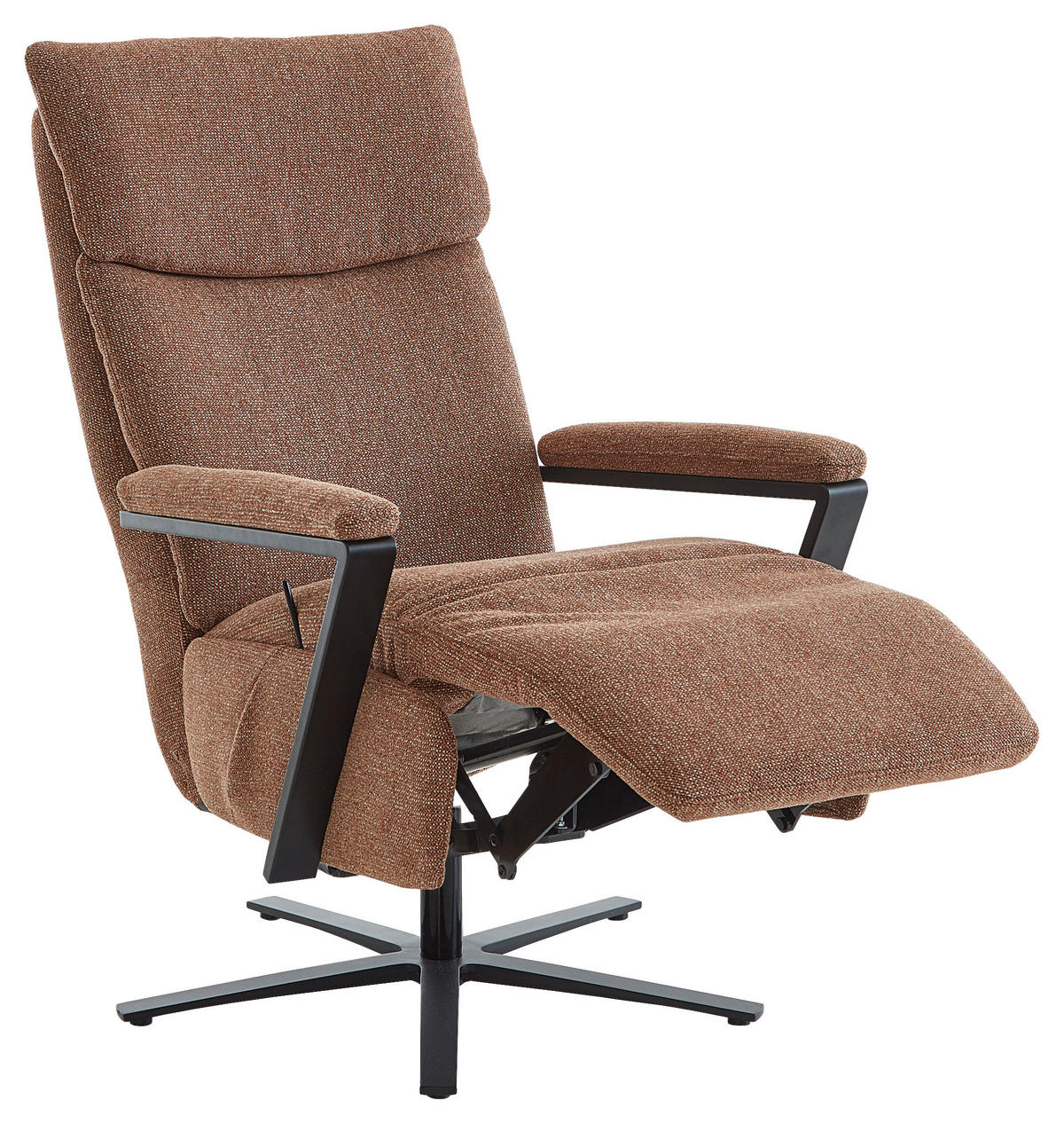 RELAXSESSEL in Textil Kupferfarben  - Schwarz/Kupferfarben, Design, Textil/Metall (68/117/85cm) - Cantus