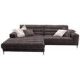ECKSOFA  in Flachgewebe Braun  207/296 cm  - Schwarz/Braun, Design, Textil/Metall (207/296cm) - Dieter Knoll